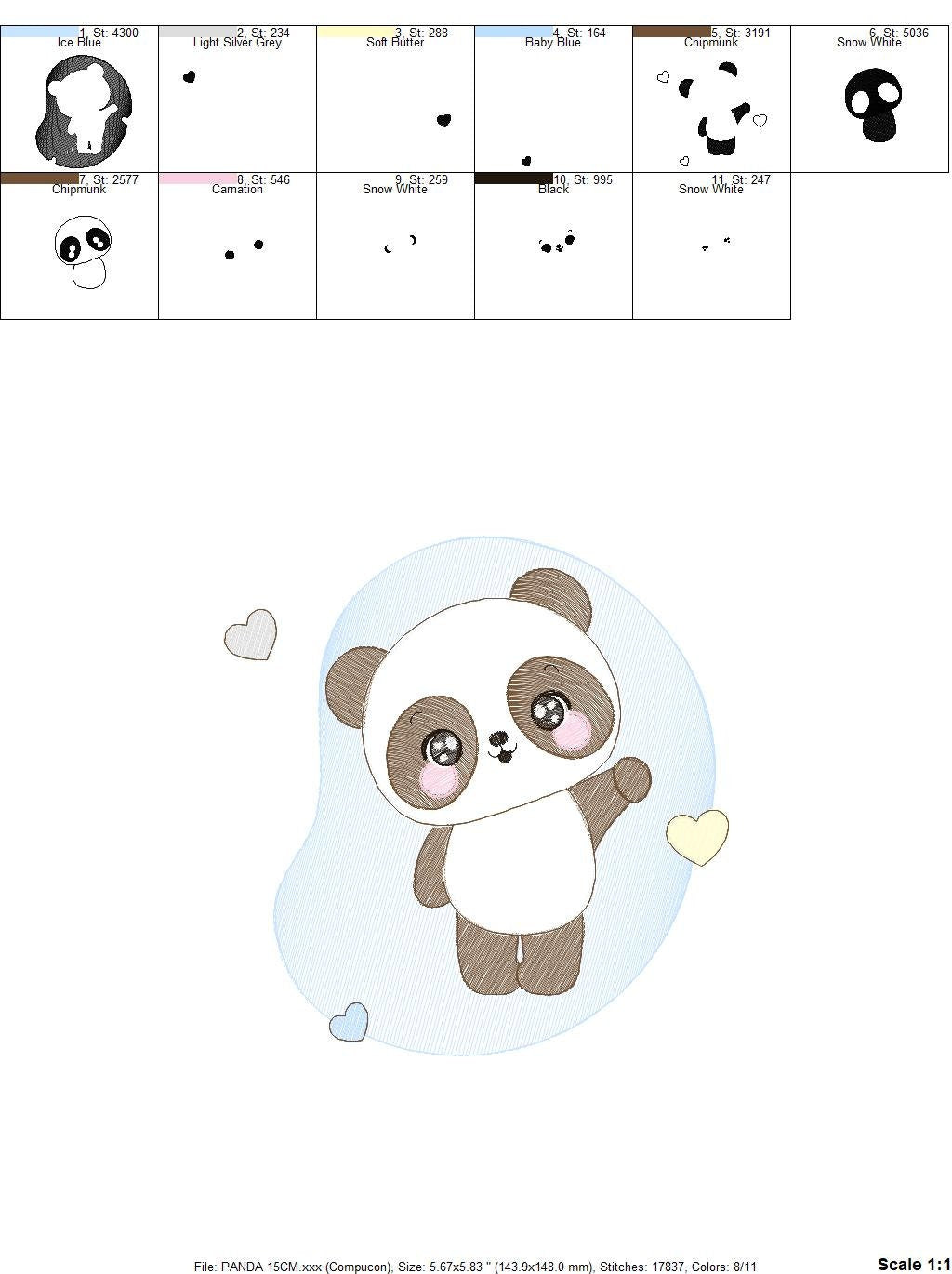 Male Panda embroidery design - Animal embroidery designs machine embroidery pattern - Baby boy embroidery file - Male Panda instant download