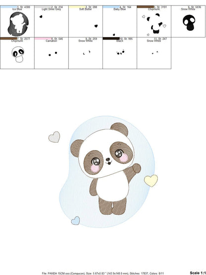 Male Panda embroidery design - Animal embroidery designs machine embroidery pattern - Baby boy embroidery file - Male Panda instant download