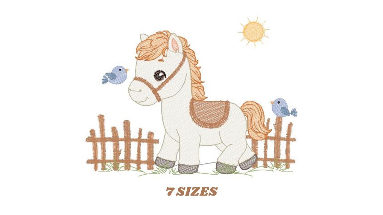 Horse embroidery design - Farm Pony embroidery designs machine embroidery pattern - Cowboy embroidery - instant download stallion mustang