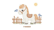 Load image into Gallery viewer, Horse embroidery design - Farm Pony embroidery designs machine embroidery pattern - Cowboy embroidery - instant download stallion mustang
