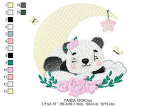 Carica l&#39;immagine nel visualizzatore di Gallery, Sleeping Panda embroidery design - Animal embroidery designs machine embroidery pattern - Baby girl embroidery file - Moon embroidery design
