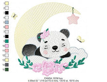 Load image into Gallery viewer, Sleeping Panda embroidery design - Animal embroidery designs machine embroidery pattern - Baby girl embroidery file - Moon embroidery design
