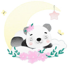 Carica l&#39;immagine nel visualizzatore di Gallery, Sleeping Panda embroidery design - Animal embroidery designs machine embroidery pattern - Baby girl embroidery file - Moon embroidery design
