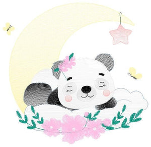 Sleeping Panda embroidery design - Animal embroidery designs machine embroidery pattern - Baby girl embroidery file - Moon embroidery design