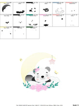 Carica l&#39;immagine nel visualizzatore di Gallery, Sleeping Panda embroidery design - Animal embroidery designs machine embroidery pattern - Baby girl embroidery file - Moon embroidery design
