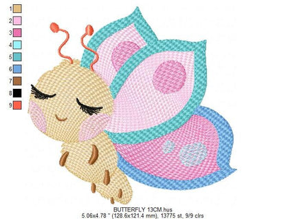 Butterfly embroidery design - Baby girl embroidery designs machine embroidery pattern - Garden animal embroidery file - instant download pes - Marcia Embroidery