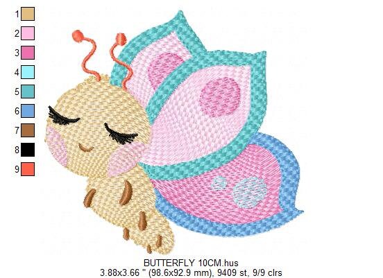 Butterfly embroidery design - Baby girl embroidery designs machine embroidery pattern - Garden animal embroidery file - instant download pes - Marcia Embroidery