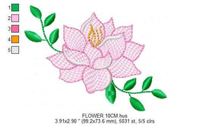 Roses embroidery designs - Lotus Flower embroidery design machine embroidery pattern - Kitchen Towel embroidery file - instant download pes