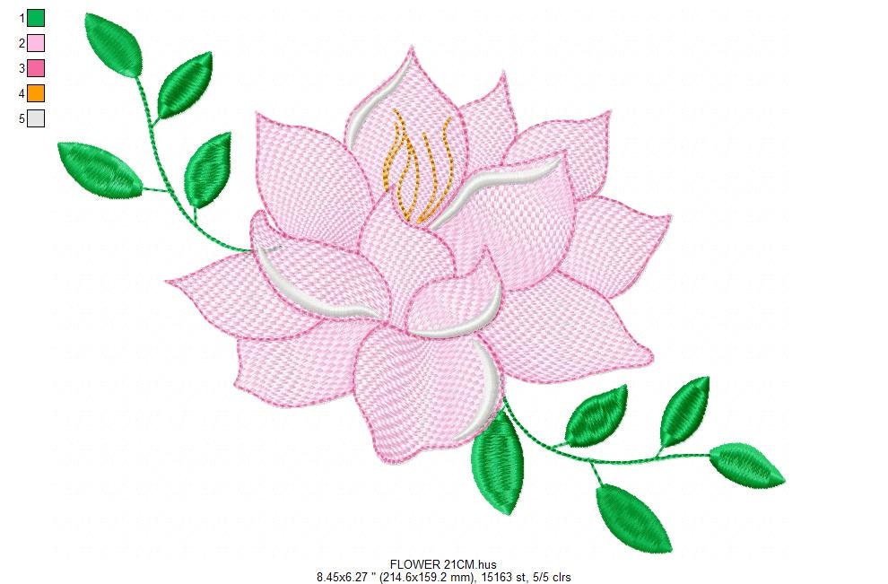 Roses embroidery designs - Lotus Flower embroidery design machine embroidery pattern - Kitchen Towel embroidery file - instant download pes