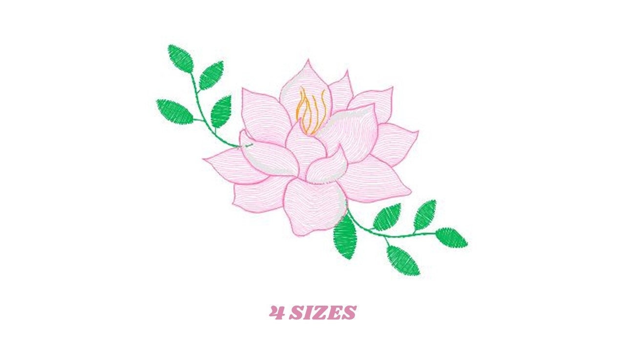 Roses embroidery designs - Lotus Flower embroidery design machine embroidery pattern - Kitchen Towel embroidery file - instant download pes
