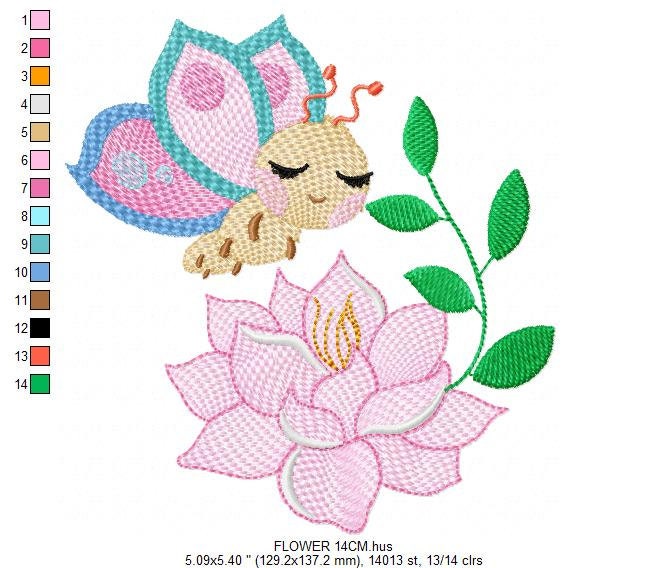 Butterfly embroidery design - Delicate Flower embroidery designs machine embroidery pattern - Towel embroidery file - instant download jef Marcia Embroidery