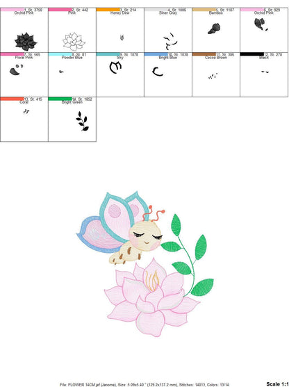 Butterfly embroidery design - Delicate Flower embroidery designs machine embroidery pattern - Towel embroidery file - instant download jef Marcia Embroidery