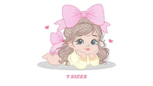 Load image into Gallery viewer, Girl embroidery designs - Baby girl with lace embroidery design machine embroidery pattern - Toddler embroidery file - digital download pes
