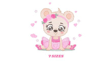 Load image into Gallery viewer, Ballerina Bear embroidery designs - Ballerina embroidery design machine embroidery pattern - Baby girl embroidery - Seating Ballerina jef
