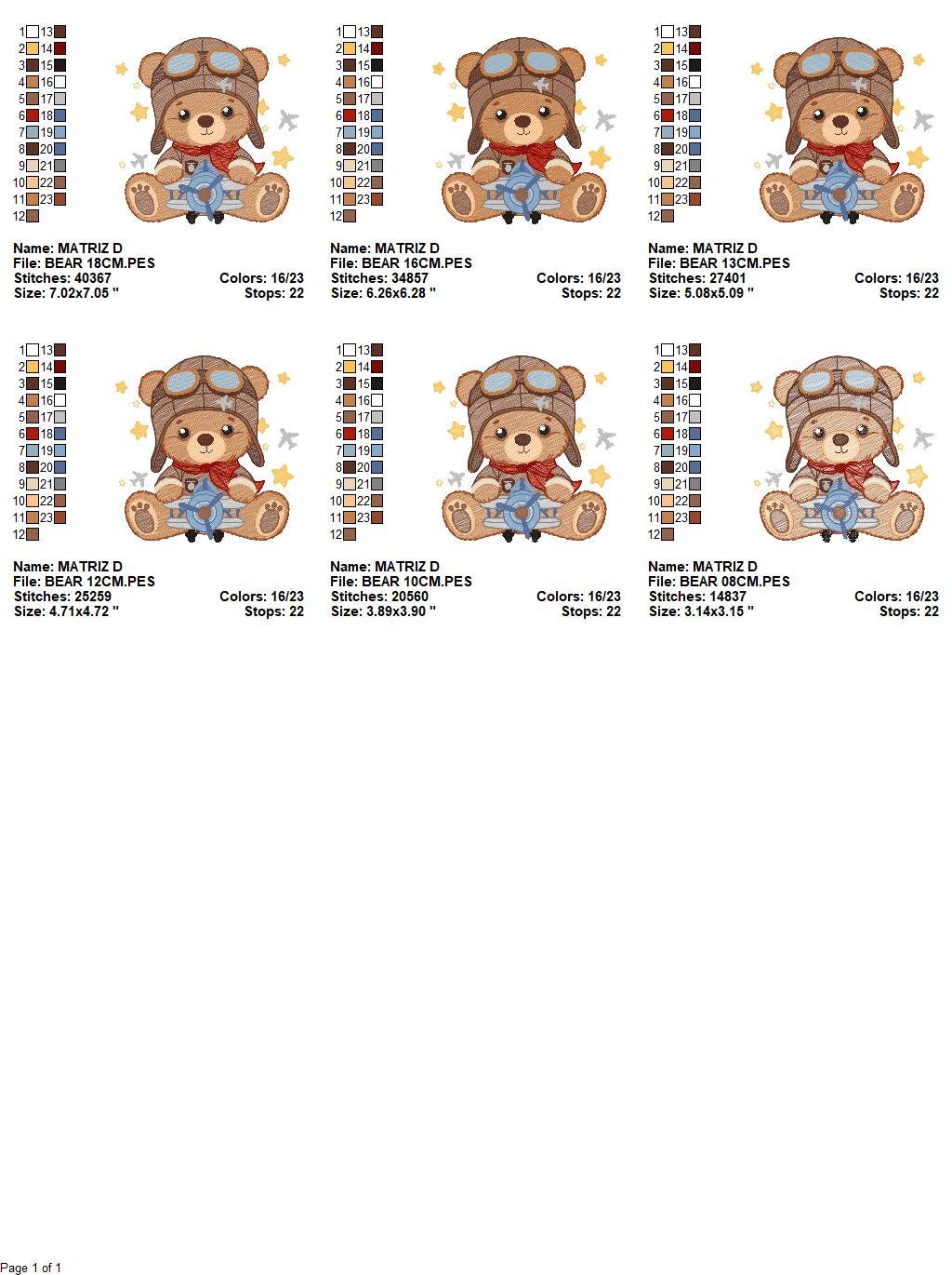 Pilot Bear embroidery designs - Plane embroidery design machine embroidery pattern - Teddy bear embroidery file - Bear Pilot boy embroidery