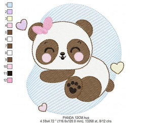 Sleeping Panda embroidery design - Female Animal embroidery designs machine embroidery pattern - Baby girl embroidery file instant download