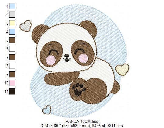 Sleeeping Panda embroidery design - Male Animal embroidery designs machine embroidery pattern - Baby boy embroidery file - instant download
