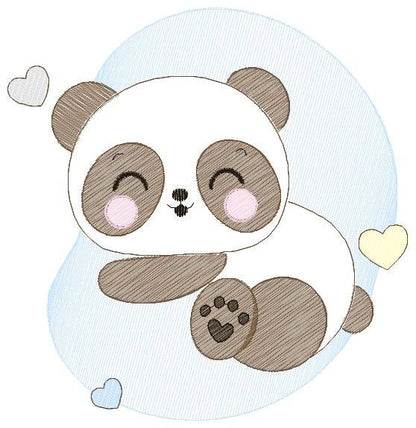 Sleeeping Panda embroidery design - Male Animal embroidery designs machine embroidery pattern - Baby boy embroidery file - instant download
