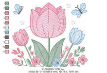 Laden Sie das Bild in den Galerie-Viewer, Tulip embroidery designs - Flower embroidery design machine embroidery pattern - Kitchen towel embroidery file - instant download pes dst
