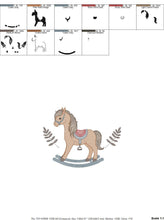 Cargar imagen en el visor de la galería, Toy Horse embroidery design - Baby boy embroidery designs machine embroidery pattern - Horse toy embroidery file - instant download hus dst
