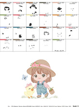 Load image into Gallery viewer, Girl embroidery designs - Gardener embroidery design machine embroidery pattern - Spring embroidery file - Girl with hat plants and chicks
