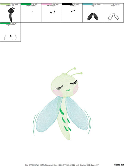Dragonfly embroidery design - Spring Garden Bug embroidery designs machine embroidery pattern - Children embroidery file - instant download