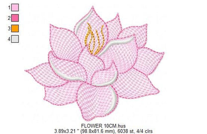 Delicate flower embroidery designs - Lotus embroidery design machine embroidery pattern - Floral embroidery file - instant download pes jef Marcia Embroidery