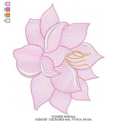 Delicate flower embroidery designs - Lotus embroidery design machine embroidery pattern - Floral embroidery file - instant download pes jef Marcia Embroidery