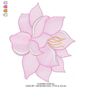 Delicate flower embroidery designs - Lotus embroidery design machine embroidery pattern - Floral embroidery file - instant download pes jef