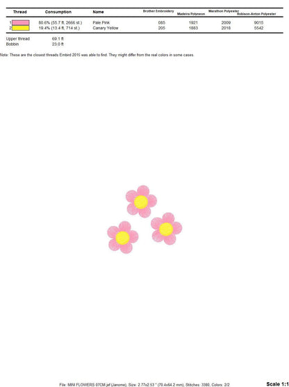 Flowers embroidery designs - Mini Flower embroidery design machine embroidery pattern - Towel embroidery file - floral embroidery pes jef Marcia Embroidery