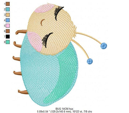Beetle embroidery design - Garden Bug embroidery designs machine embroidery pattern - baby girl embroidery file - instant download pes jef