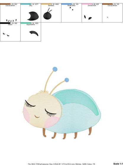 Beetle embroidery design - Garden Bug embroidery designs machine embroidery pattern - baby girl embroidery file - instant download pes jef