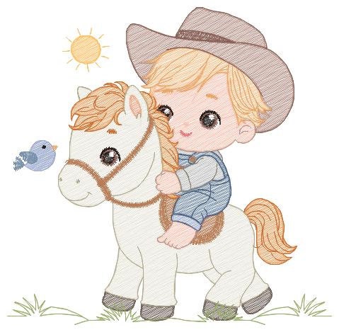 Cowboy embroidery design - Baby boy with horse embroidery designs machine embroidery pattern - Farm ranch embroidery file - instant download
