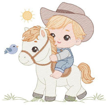 Load image into Gallery viewer, Cowboy embroidery design - Baby boy with horse embroidery designs machine embroidery pattern - Farm ranch embroidery file - instant download
