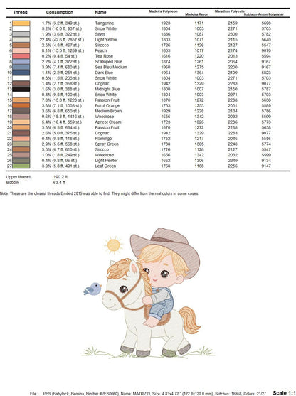 Cowboy embroidery design - Baby boy with horse embroidery designs machine embroidery pattern - Farm ranch embroidery file - instant download
