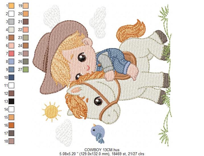 Cowboy embroidery design - Baby boy with horse embroidery designs machine embroidery pattern - Farm ranch embroidery file - instant download