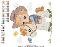 Cargar imagen en el visor de la galería, Cowboy embroidery design - Baby boy with horse embroidery designs machine embroidery pattern - Farm ranch embroidery file - instant download
