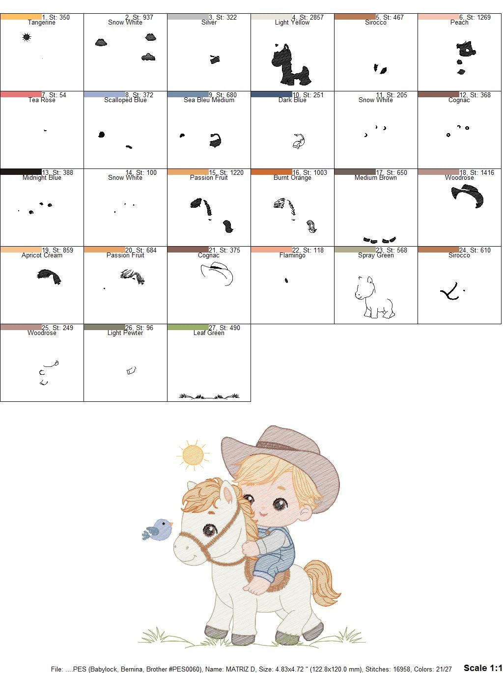 Cowboy embroidery design - Baby boy with horse embroidery designs machine embroidery pattern - Farm ranch embroidery file - instant download