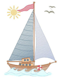 Boat embroidery designs - Sailboat embroidery design machine embroidery pattern - Nautical Baby boy embroidery file - pes instant download