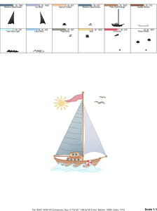 Boat embroidery designs - Sailboat embroidery design machine embroidery pattern - Nautical Baby boy embroidery file - pes instant download