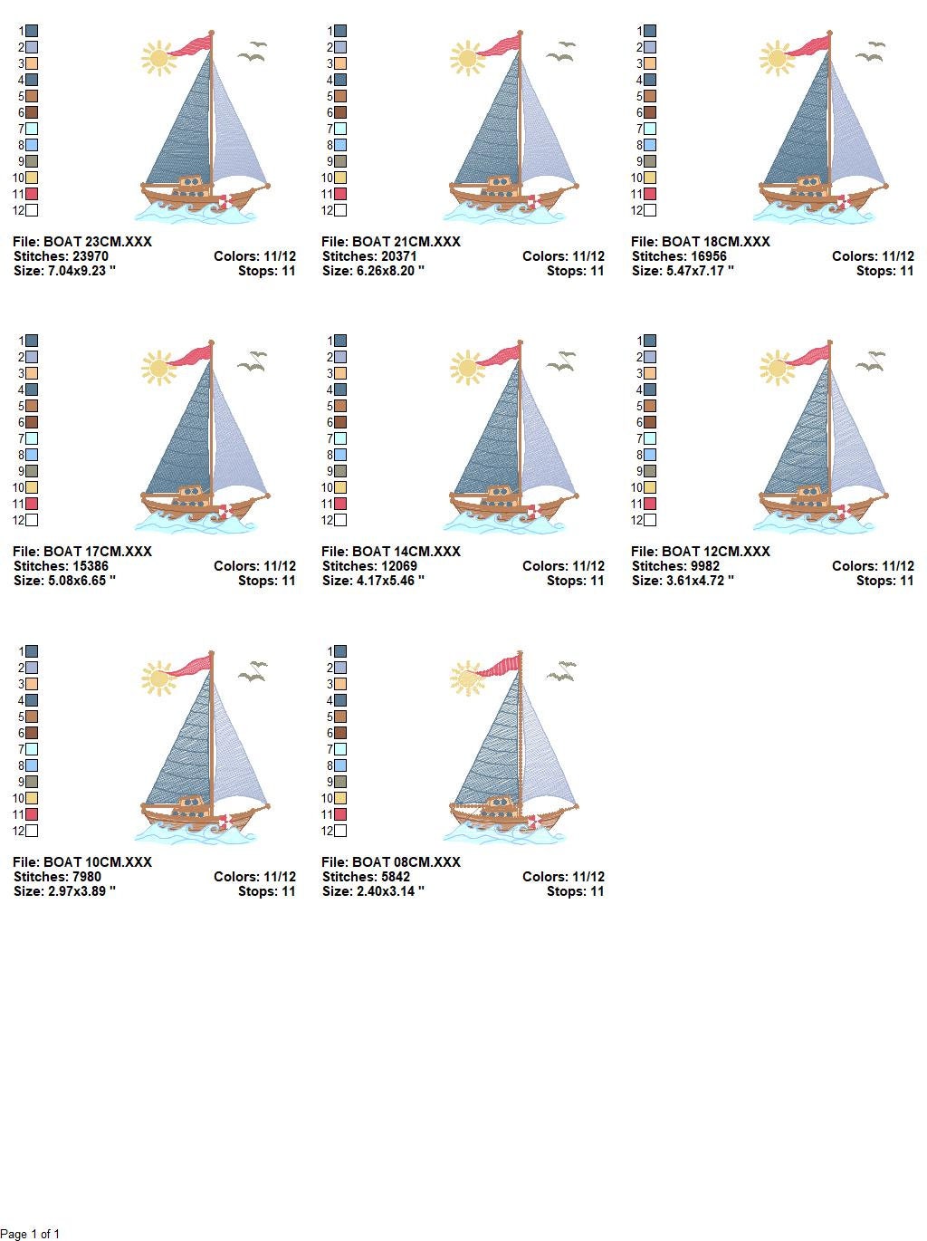Boat embroidery designs - Sailboat embroidery design machine embroidery pattern - Nautical Baby boy embroidery file - pes instant download