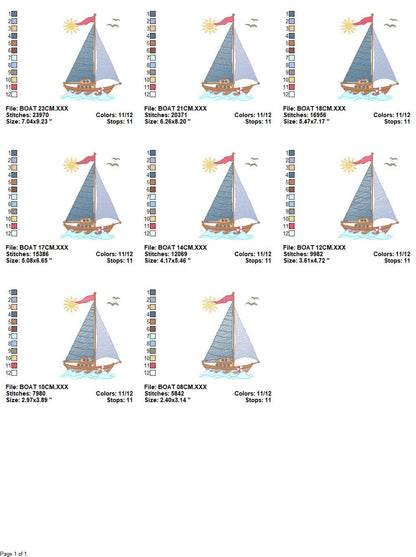 Boat embroidery designs - Sailboat embroidery design machine embroidery pattern - Nautical Baby boy embroidery file - pes instant download