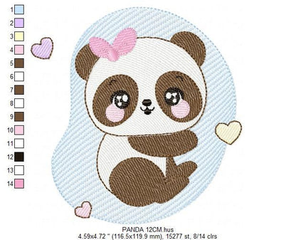 Female Panda embroidery design - Animal embroidery designs machine embroidery pattern - Baby girl embroidery file - Cute Sweet Panda design