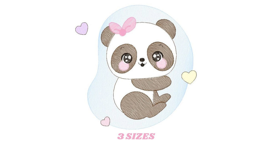 Female Panda embroidery design - Animal embroidery designs machine embroidery pattern - Baby girl embroidery file - Cute Sweet Panda design