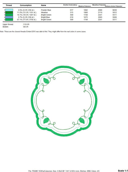 Monogram Frame embroidery designs - Flower embroidery design machine embroidery pattern - Floral embroidery file - baby girl embroidery pes