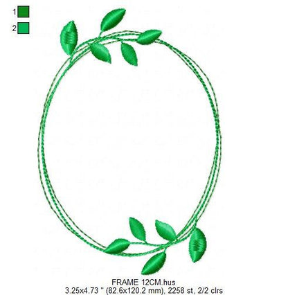 Monogram Frame embroidery designs - Laurel Flower machine embroidery pattern - Instant download Marcia Embroidery