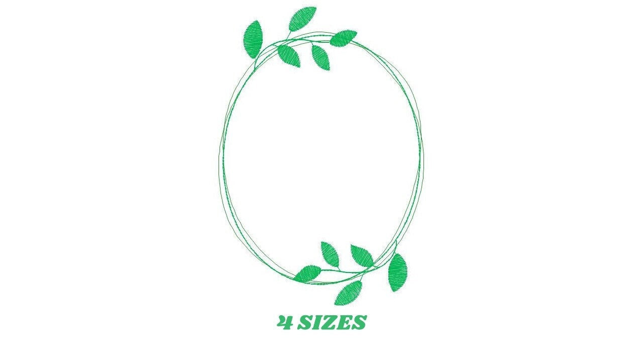Monogram Frame embroidery designs - Laurel Flower machine embroidery pattern - Instant download Marcia Embroidery