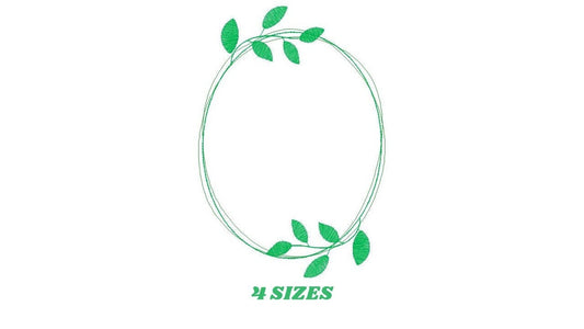 Monogram Frame embroidery designs - Laurel Flower machine embroidery pattern - Instant download