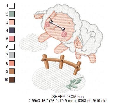 Sheep with fence embroidery design - Lamb embroidery designs machine embroidery pattern - baby girl embroidery file - newborn embroidery hus Marcia Embroidery