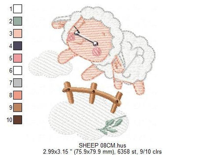 Sheep with fence embroidery design - Lamb embroidery designs machine embroidery pattern - baby girl embroidery file - newborn embroidery hus Marcia Embroidery